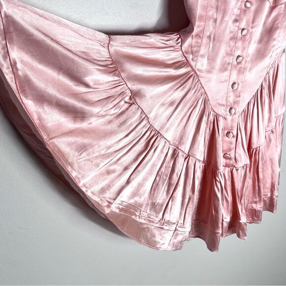 Vanessa Mooney Elizabeth Romper Dress Pink Satin Sz XS - Picture 7 of 8